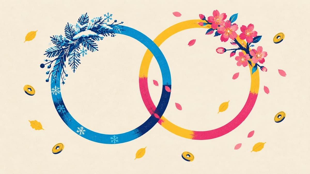 Illustration of two overlapping circular timelines, one starting in winter and one starting in spring